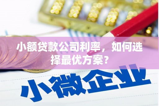 蕲春小额贷款公司利率，如何选择最优方案？